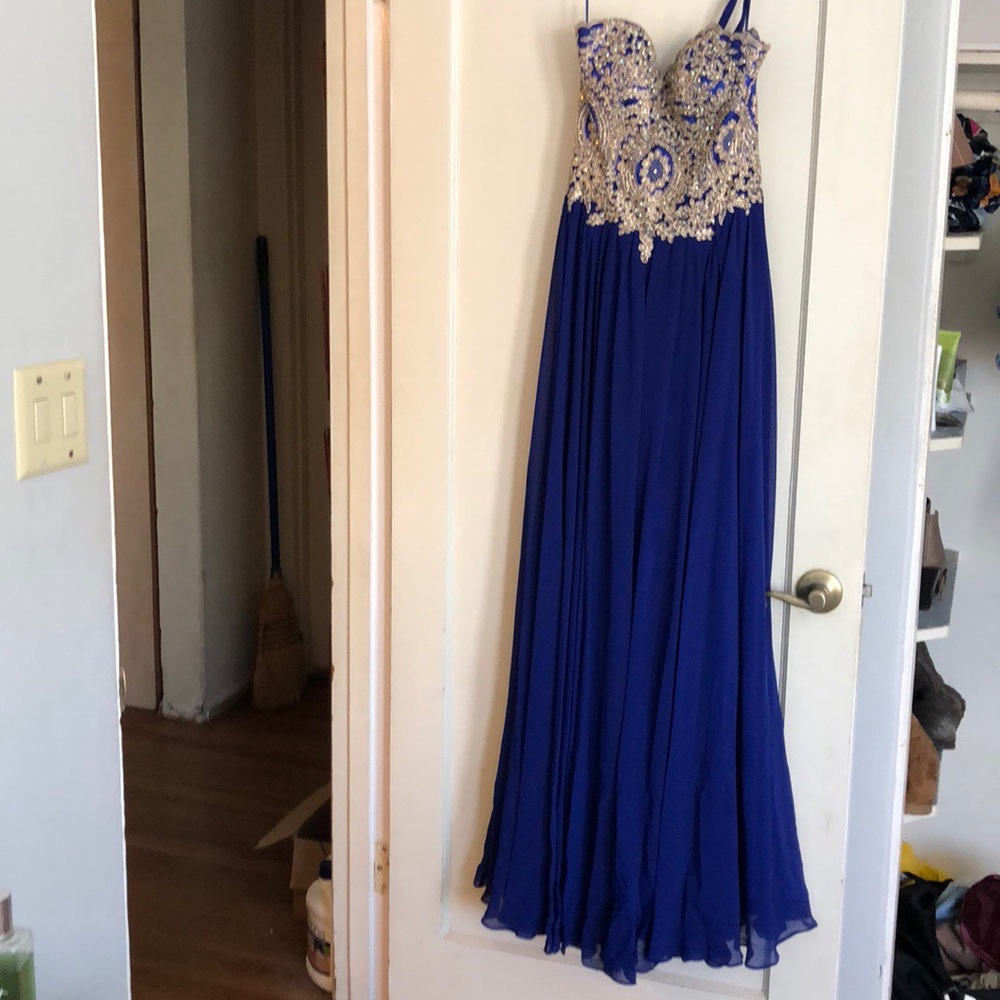 Navy blue strapless prom dress - Picture 1 of 2